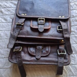 Hand Crafted Dark Brown Leather Saddle Bags